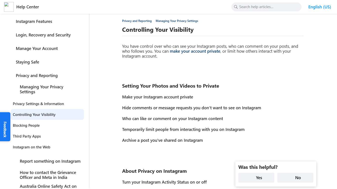 Controlling Your Visibility | Instagram Help Center
